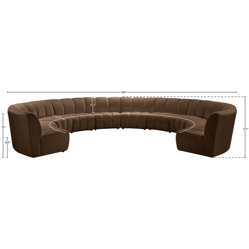 Meridian Furniture Infinity Brown Velvet 10pc. Modular Sectional