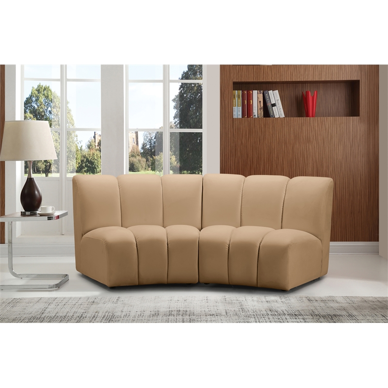 Meridian Furniture Infinity Camel Velvet 2pc. Modular Sectional
