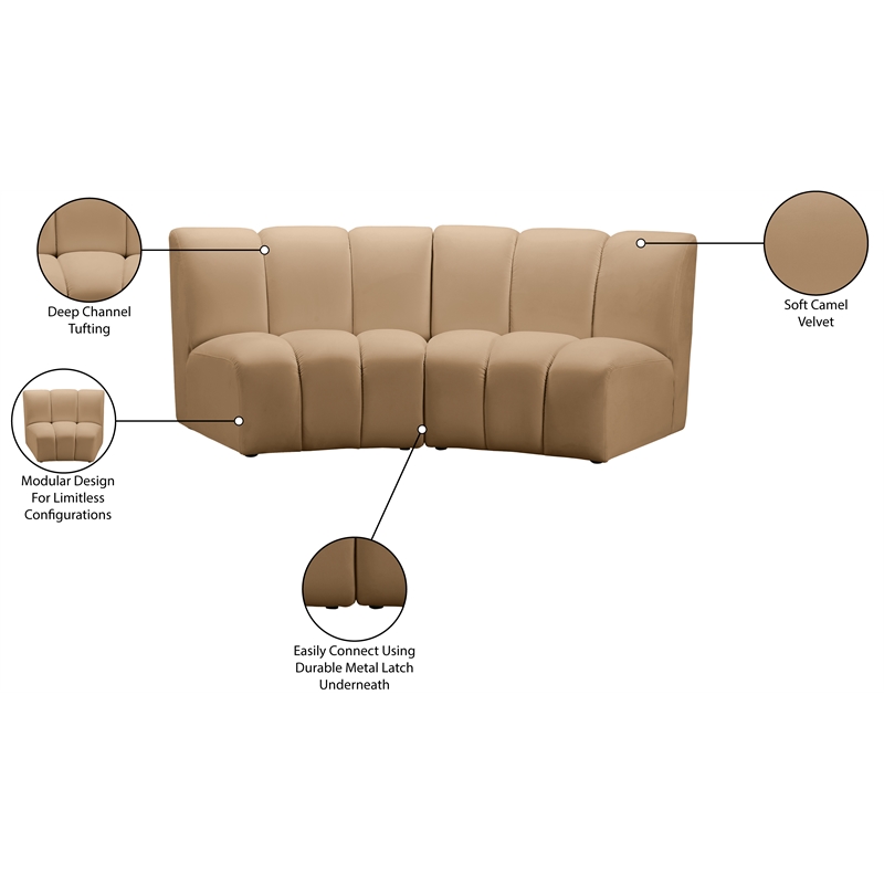 Meridian Furniture Infinity Camel Velvet 2pc. Modular Sectional