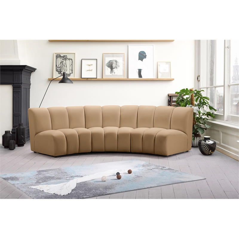 Meridian Furniture Infinity Camel Velvet 3pc. Modular Sectional