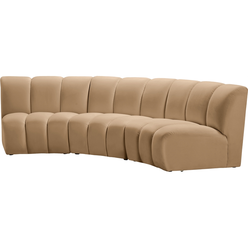 Meridian Furniture Infinity Camel Velvet 3pc. Modular Sectional
