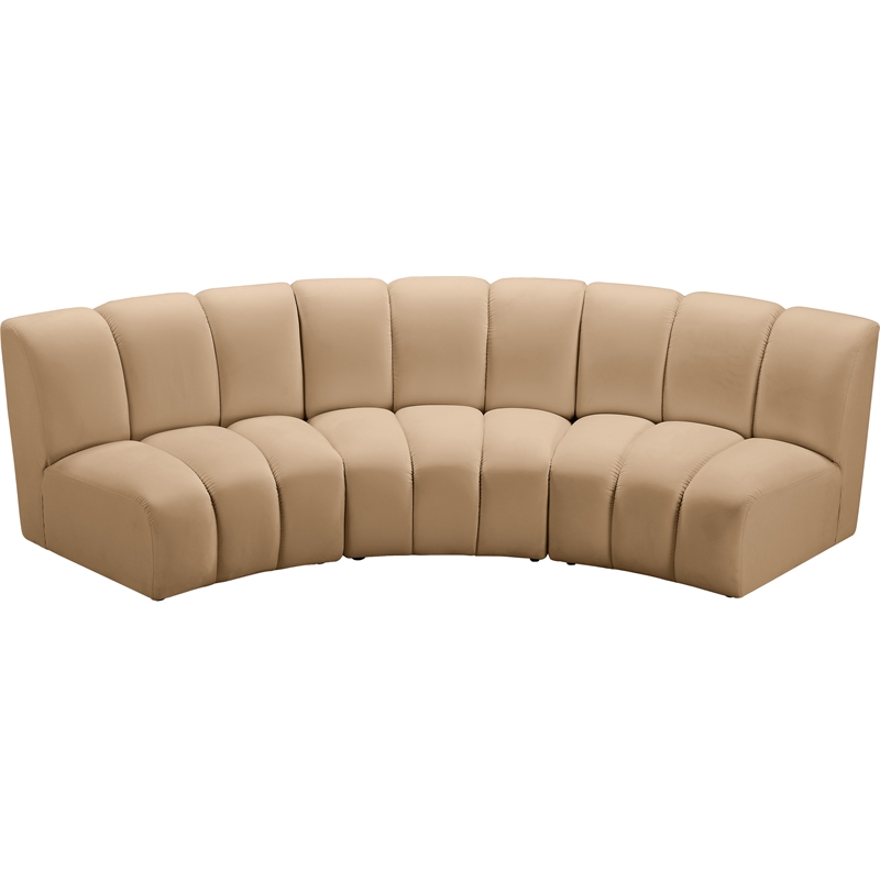 Meridian Furniture Infinity Camel Velvet 3pc. Modular Sectional