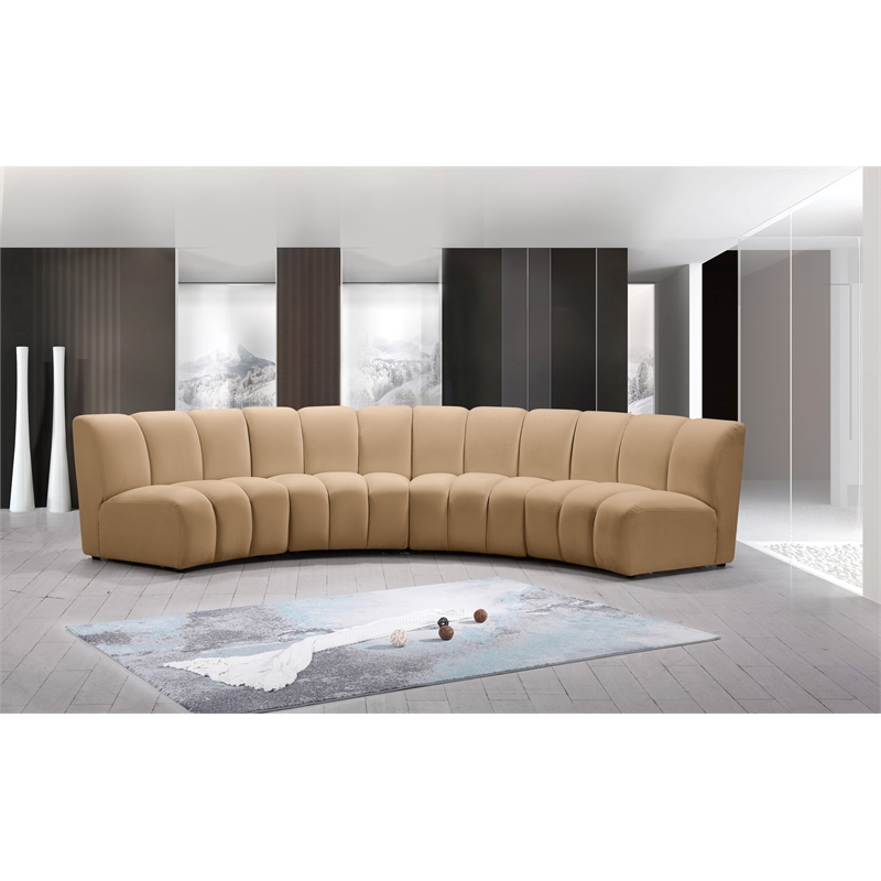 Meridian Furniture Infinity Camel Velvet 4pc. Modular Sectional