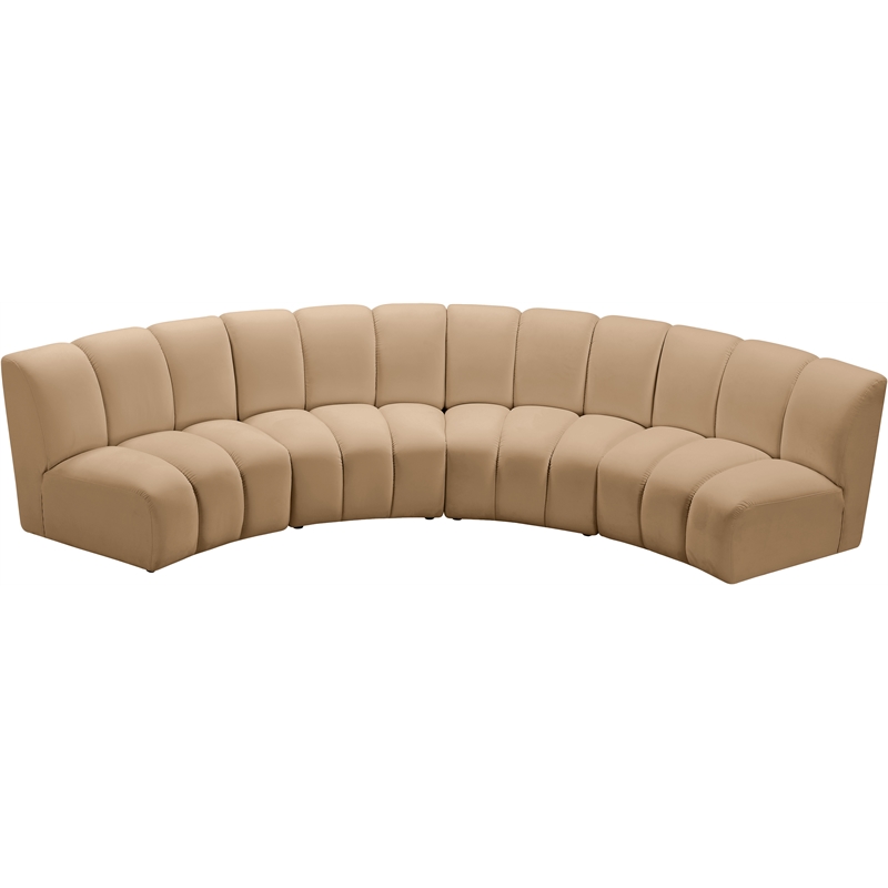 Meridian Furniture Infinity Camel Velvet 4pc. Modular Sectional