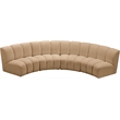 Meridian Furniture Infinity Camel Velvet 4pc. Modular Sectional