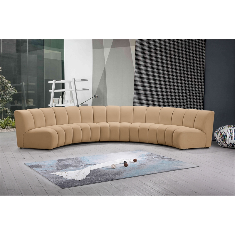Meridian Furniture Infinity Camel Velvet 5pc. Modular Sectional