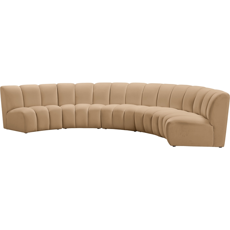 Meridian Furniture Infinity Camel Velvet 5pc. Modular Sectional