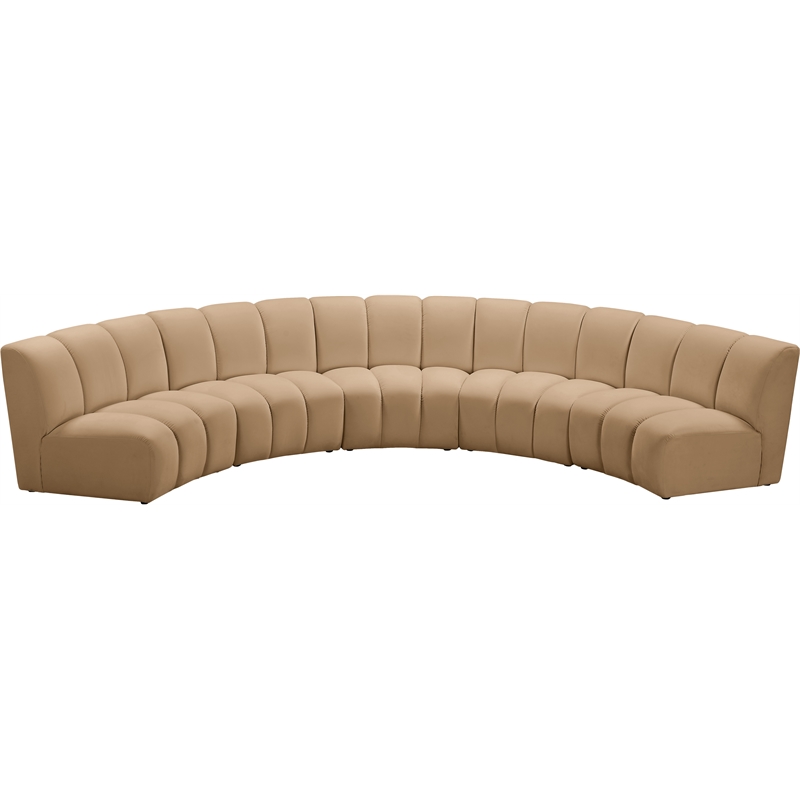Meridian Furniture Infinity Camel Velvet 5pc. Modular Sectional