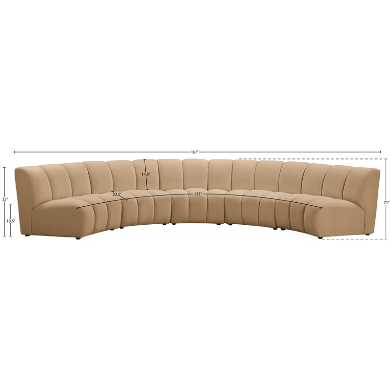 Meridian Furniture Infinity Camel Velvet 5pc. Modular Sectional
