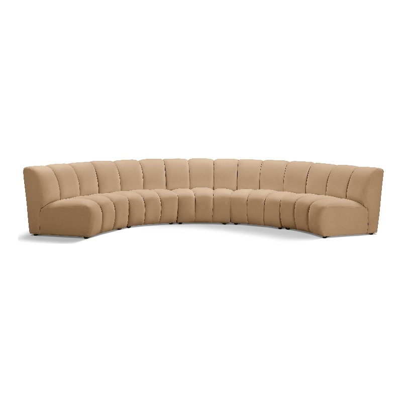 Meridian Furniture Infinity Camel Velvet 5pc. Modular Sectional