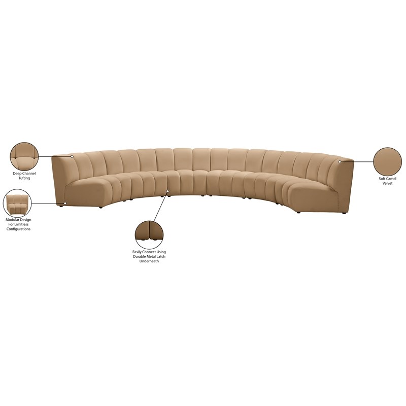 Meridian Furniture Infinity Camel Velvet 6pc. Modular Sectional