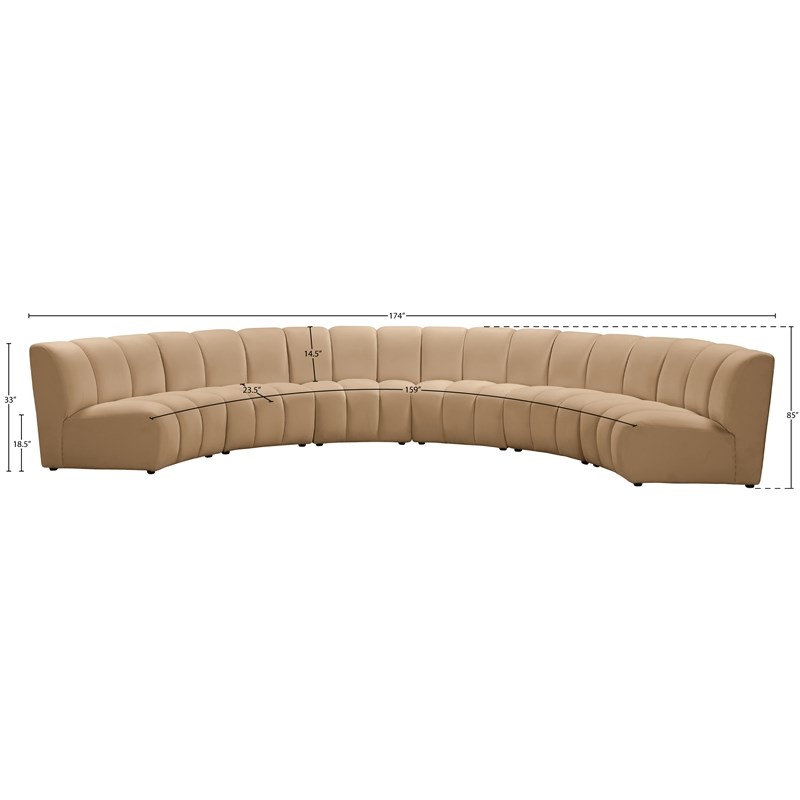Meridian Furniture Infinity Camel Velvet 6pc. Modular Sectional