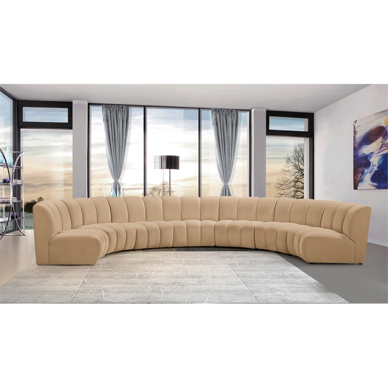 Meridian Furniture Infinity Camel Velvet 7pc. Modular Sectional