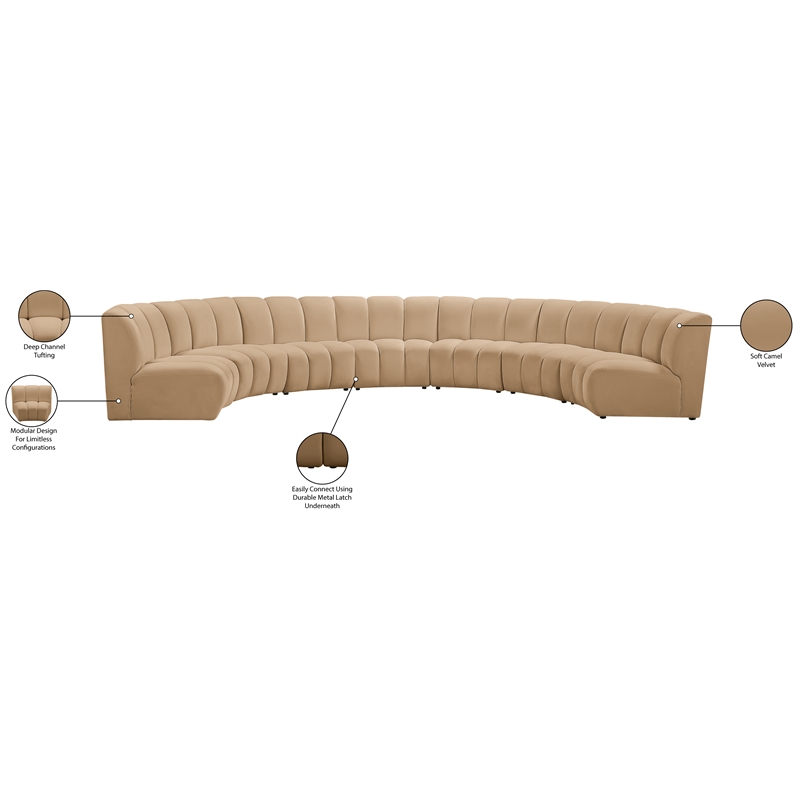 Meridian Furniture Infinity Camel Velvet 7pc. Modular Sectional