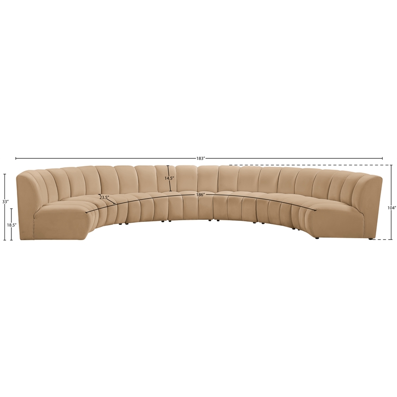 Meridian Furniture Infinity Camel Velvet 7pc. Modular Sectional