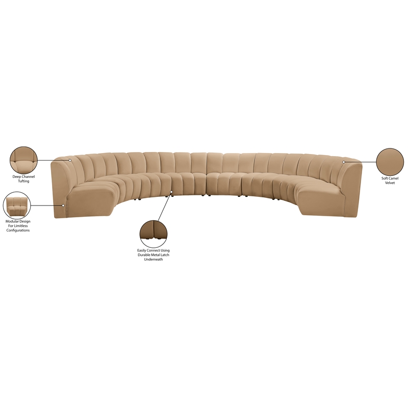 Meridian Furniture Infinity Camel Velvet 8pc. Modular Sectional