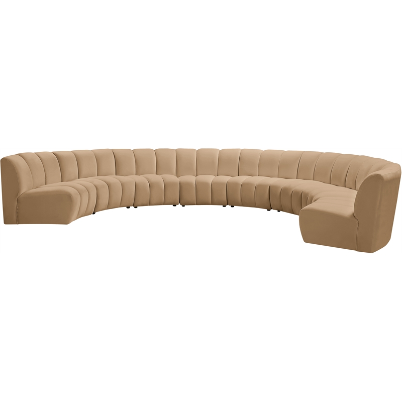 Meridian Furniture Infinity Camel Velvet 8pc. Modular Sectional