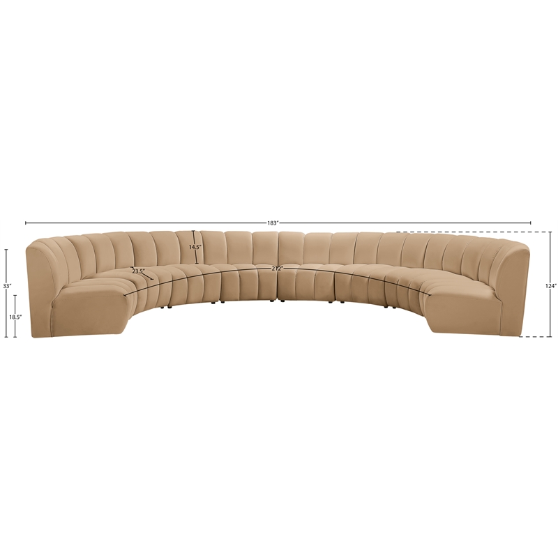 Meridian Furniture Infinity Camel Velvet 8pc. Modular Sectional