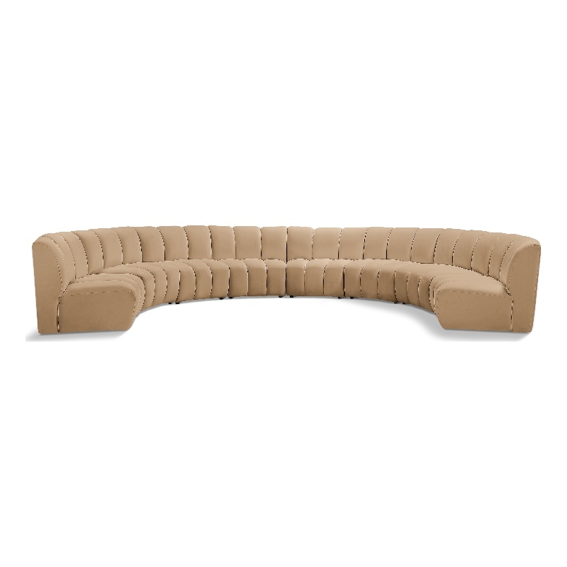 Meridian Furniture Infinity Camel Velvet 8pc. Modular Sectional