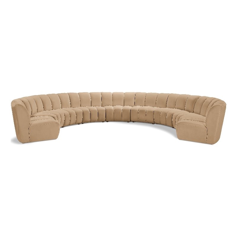 Meridian Furniture Infinity Camel Velvet 9pc. Modular Sectional