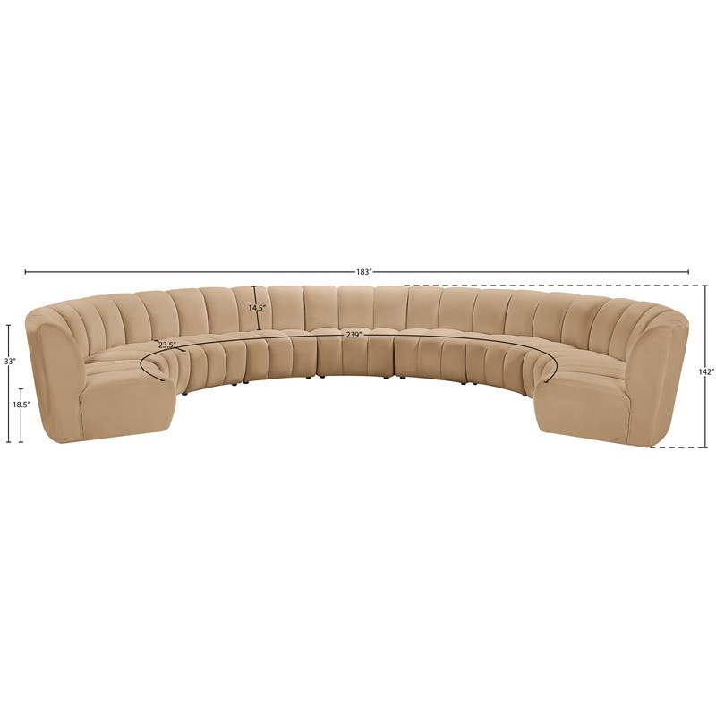 Meridian Furniture Infinity Camel Velvet 9pc. Modular Sectional