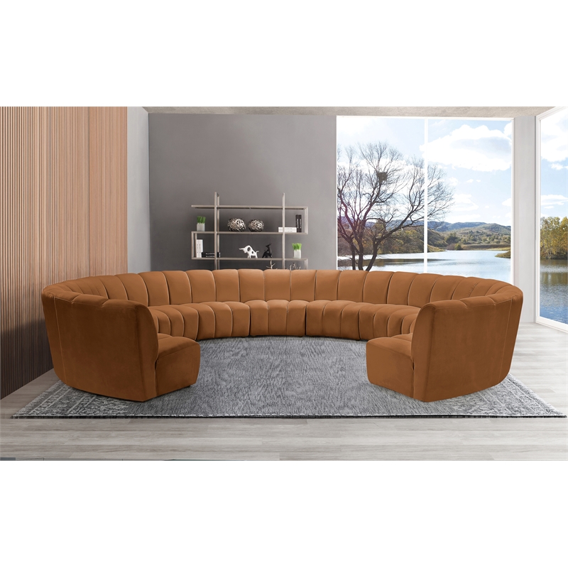 Meridian Furniture Infinity Saddle Velvet 11pc. Modular Sectional