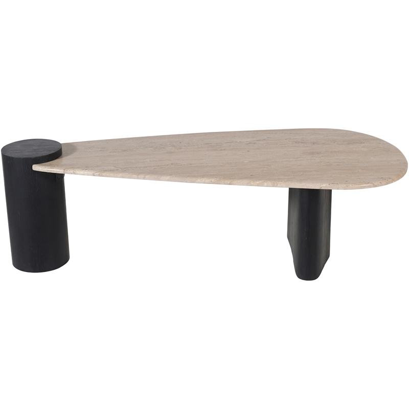 Meridian Furniture Taverna Natural Travertine / Oak Wood / Plywood Coffee Table
