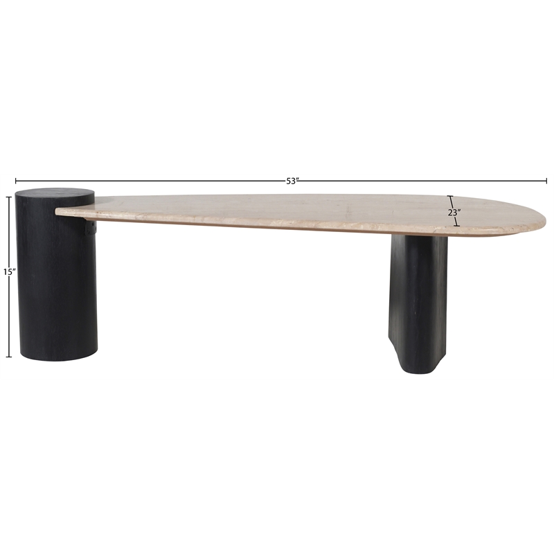 Meridian Furniture Taverna Natural Travertine / Oak Wood / Plywood Coffee Table