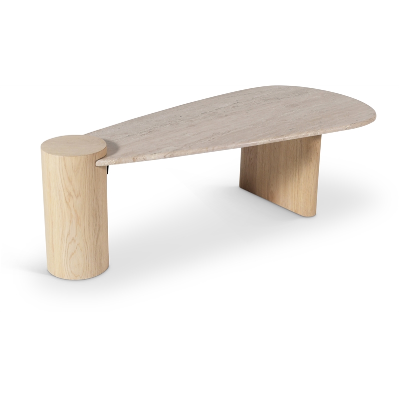 Meridian Furniture Taverna Natural Travertine / Oak Wood / Plywood Coffee Table