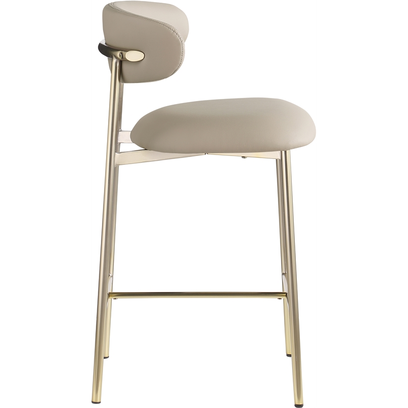 Meridian Furniture Lupita Taupe Vegan Leather Counter Stool (Set of 2)