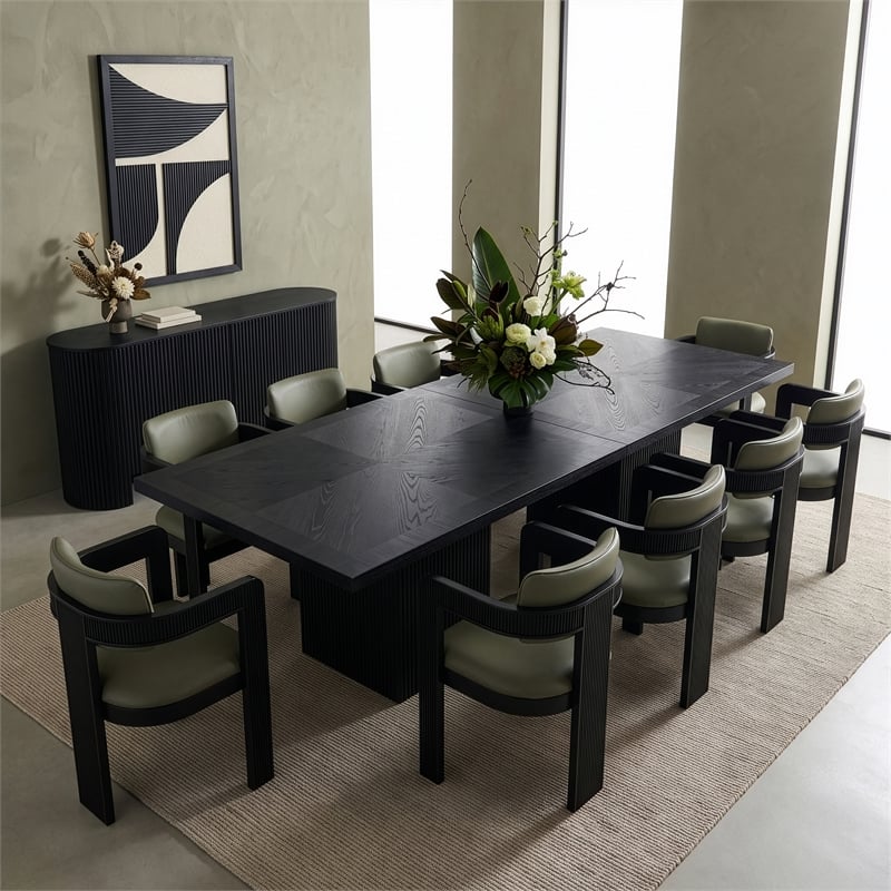 Meridian Furniture Belinda Black Solid Wood and Oak Veneer Modular Dining Table