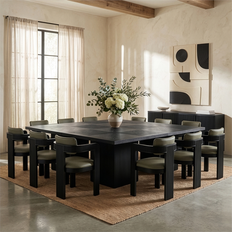 Meridian Furniture Belinda Black Solid Wood and Oak Veneer Modular Dining Table