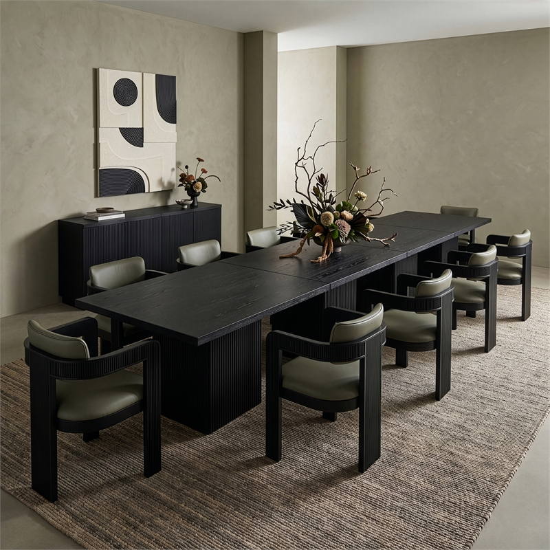 Meridian Furniture Belinda Black Solid Wood and Oak Veneer Modular Dining Table