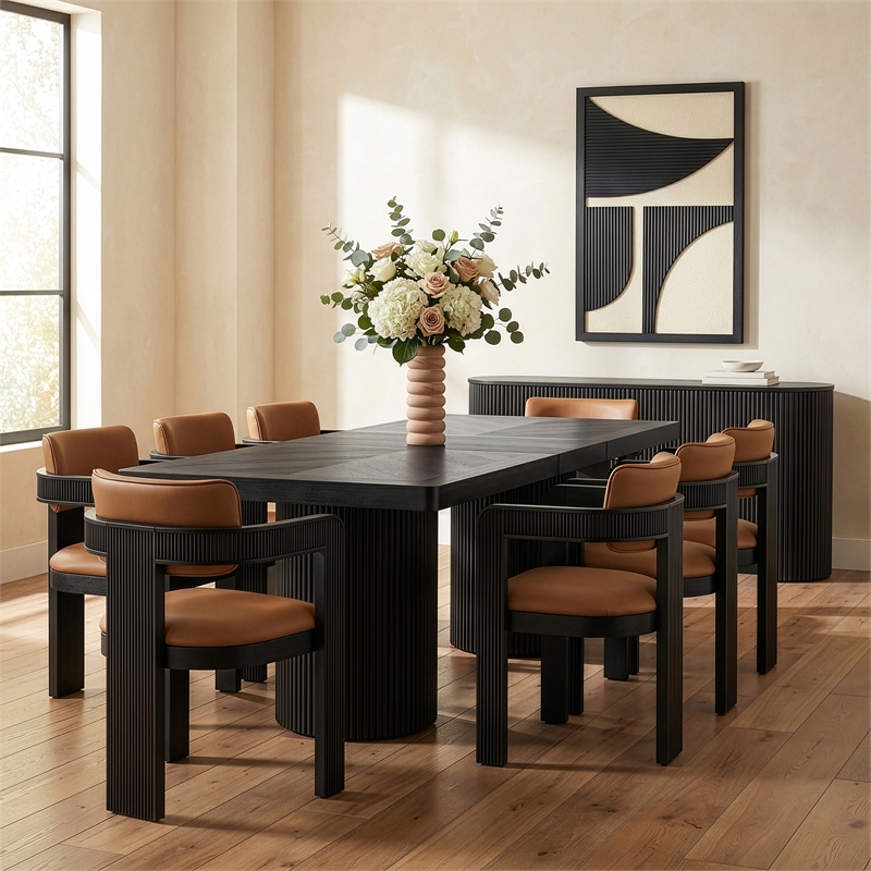 Meridian Furniture Belinda Black Acacia  with Veneer Dining Table