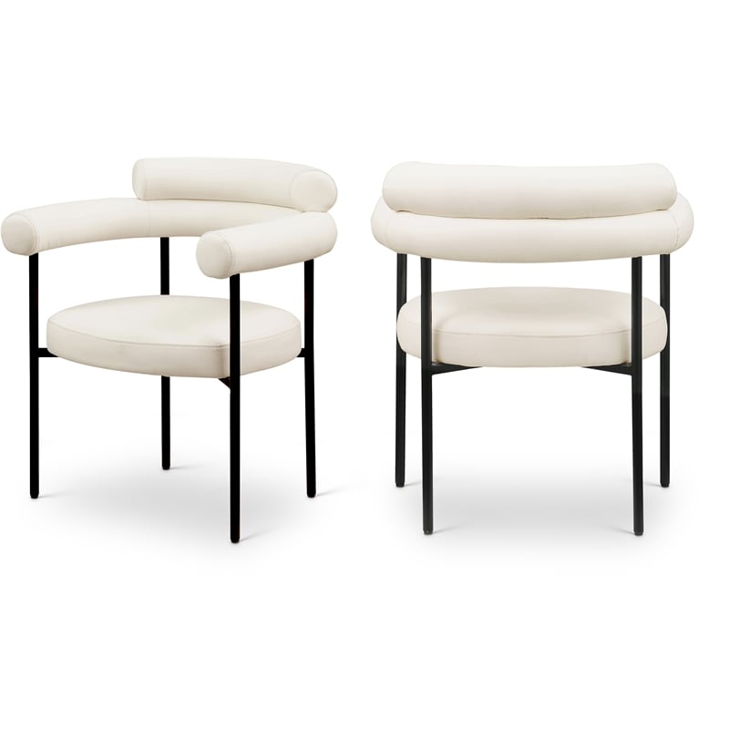 Meridian Furniture Blake Cream Vegan Leather Dining Chair (Set of 2)