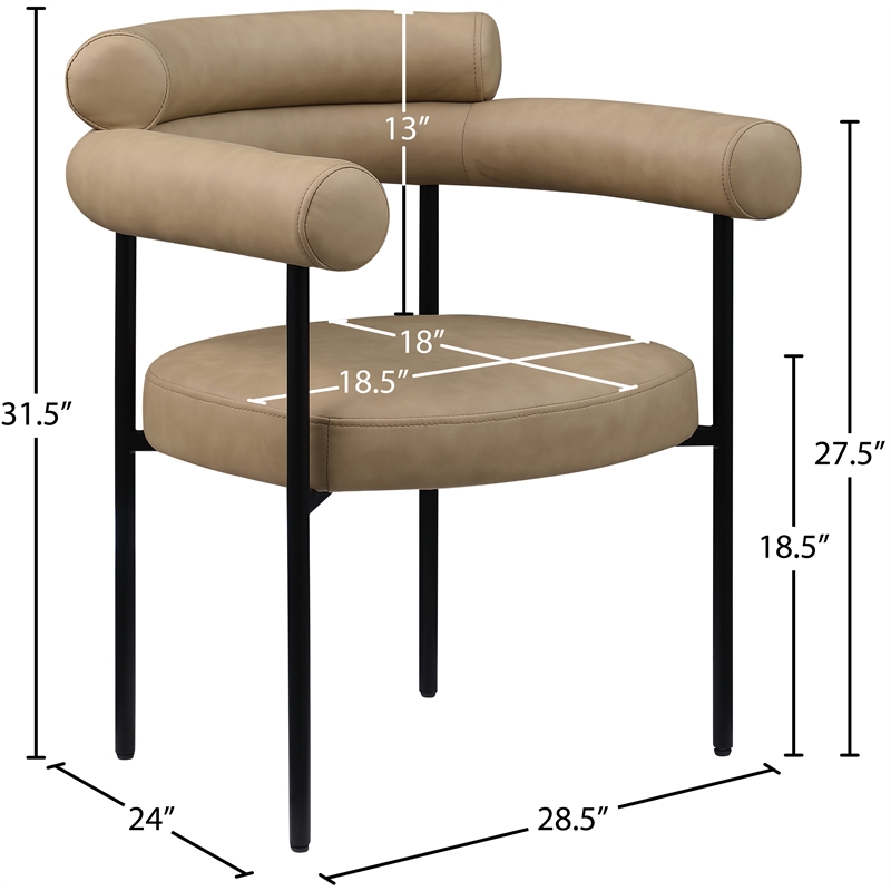 Meridian Furniture Blake Tan Vegan Leather Dining Chair (Set of 2)