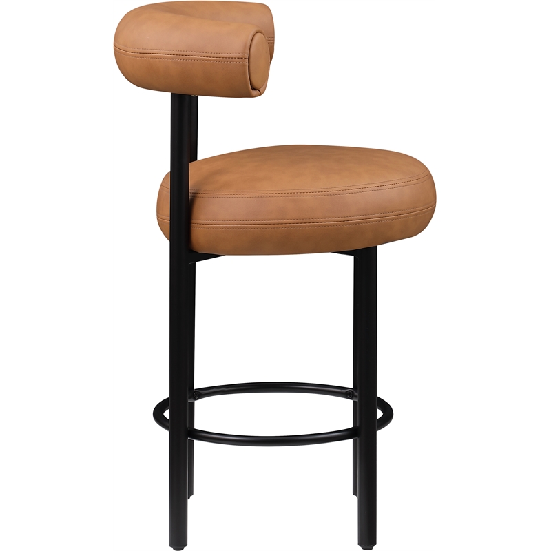 Meridian Furniture Bordeaux Cognac Vegan Leather Counter Stool (Set of 2)