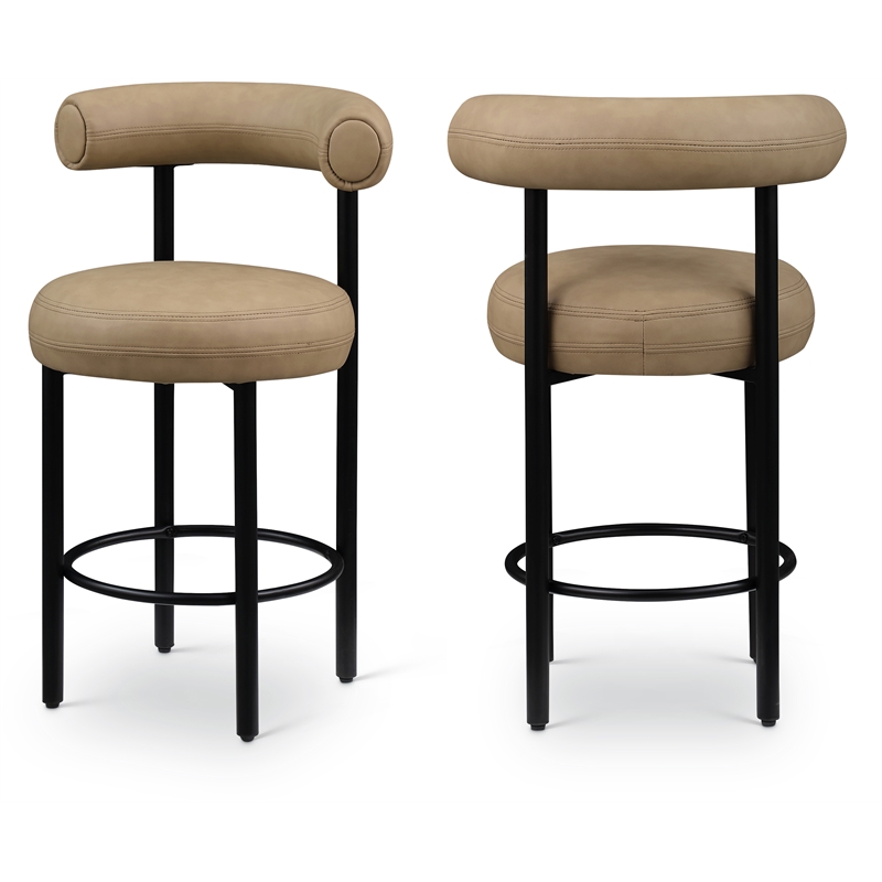 Meridian Furniture Bordeaux Tan Vegan Leather Counter Stool (Set of 2)