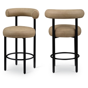 Meridian Furniture Bordeaux Tan Vegan Leather Counter Stool (Set of 2)