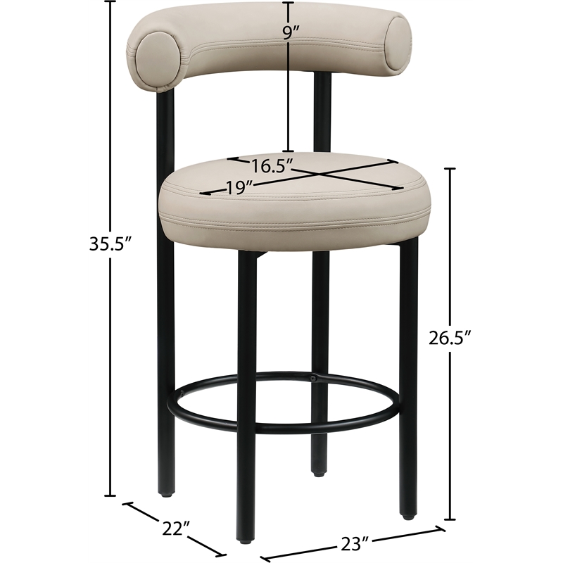 Meridian Furniture Bordeaux Taupe Vegan Leather Counter Stool (Set of 2)