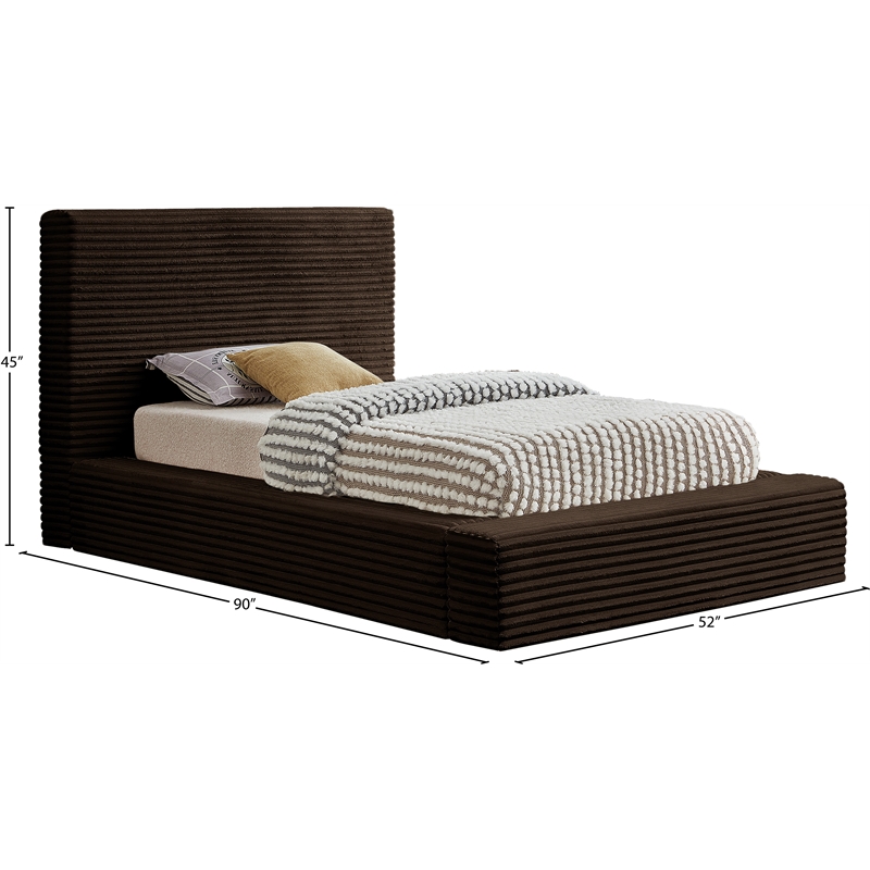 Meridian Furniture Dexter Brown Corduroy Twin Bed