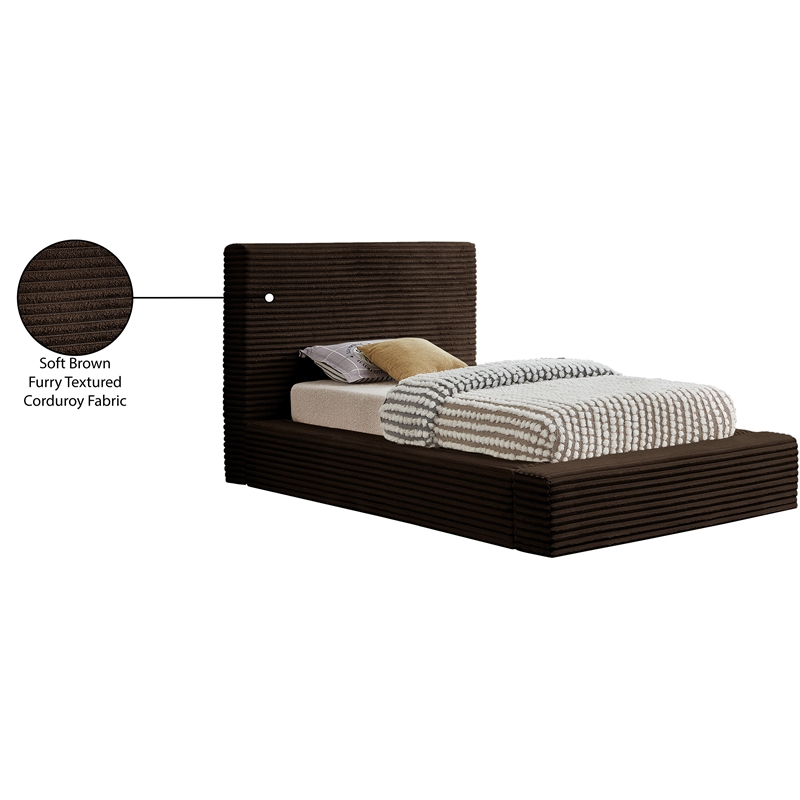 Meridian Furniture Dexter Brown Corduroy Twin Bed