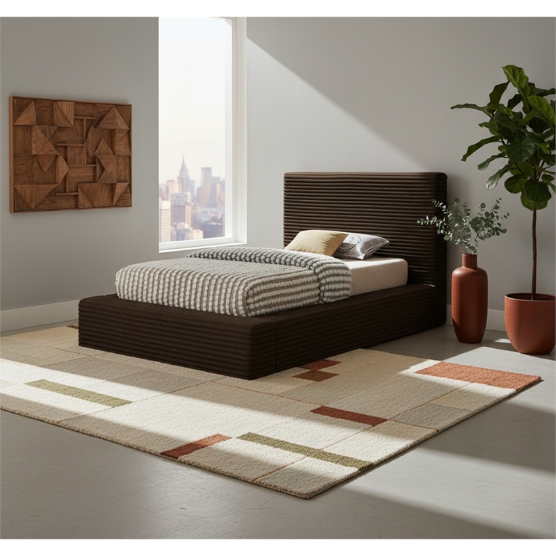 Meridian Furniture Dexter Brown Corduroy Twin Bed