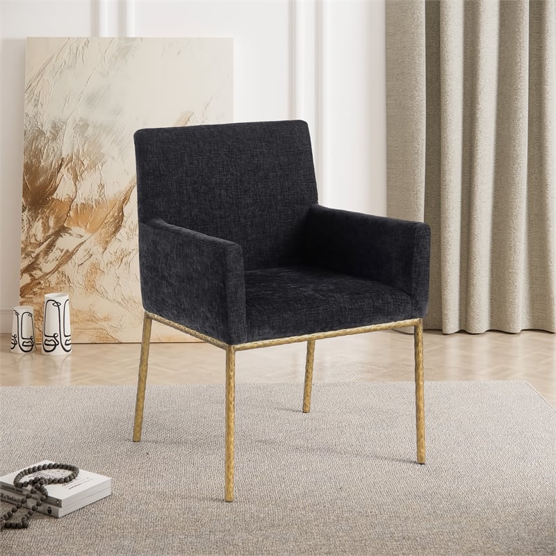Meridian Furniture Reeves Black Chenille Fabric Dining Chair (Set of 2)