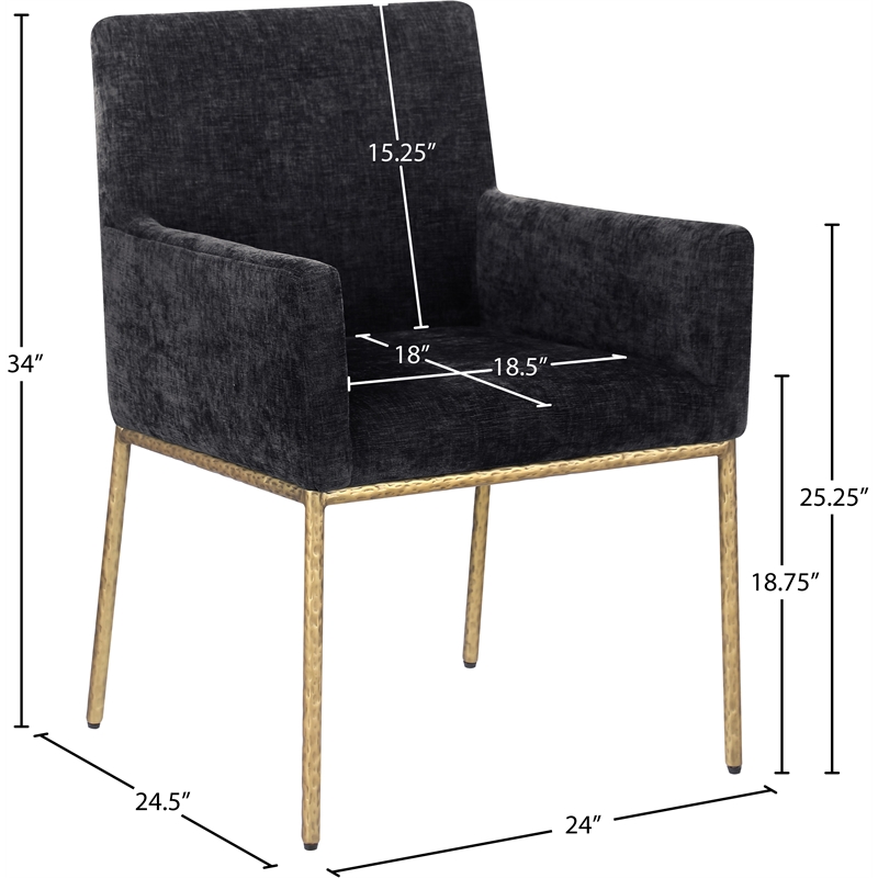 Meridian Furniture Reeves Black Chenille Fabric Dining Chair (Set of 2)