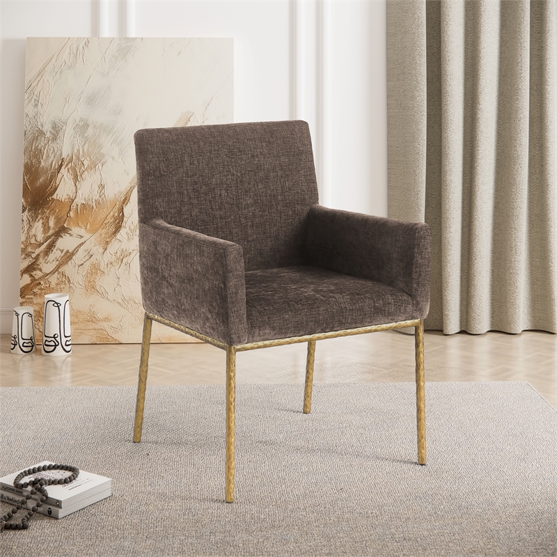 Meridian Furniture Reeves Brown Chenille Fabric Dining Chair (Set of 2)