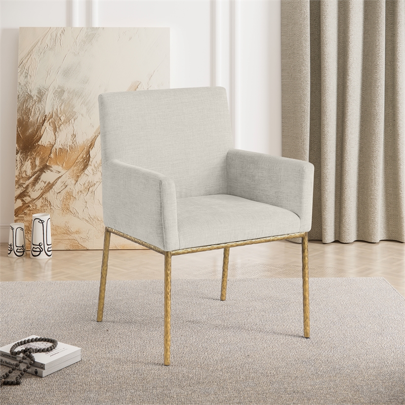 Meridian Furniture Reeves Cream Chenille Fabric Dining Chair (Set of 2)