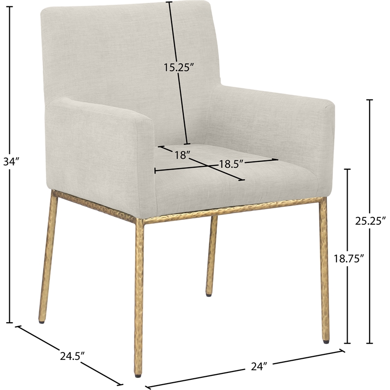 Meridian Furniture Reeves Cream Chenille Fabric Dining Chair (Set of 2)