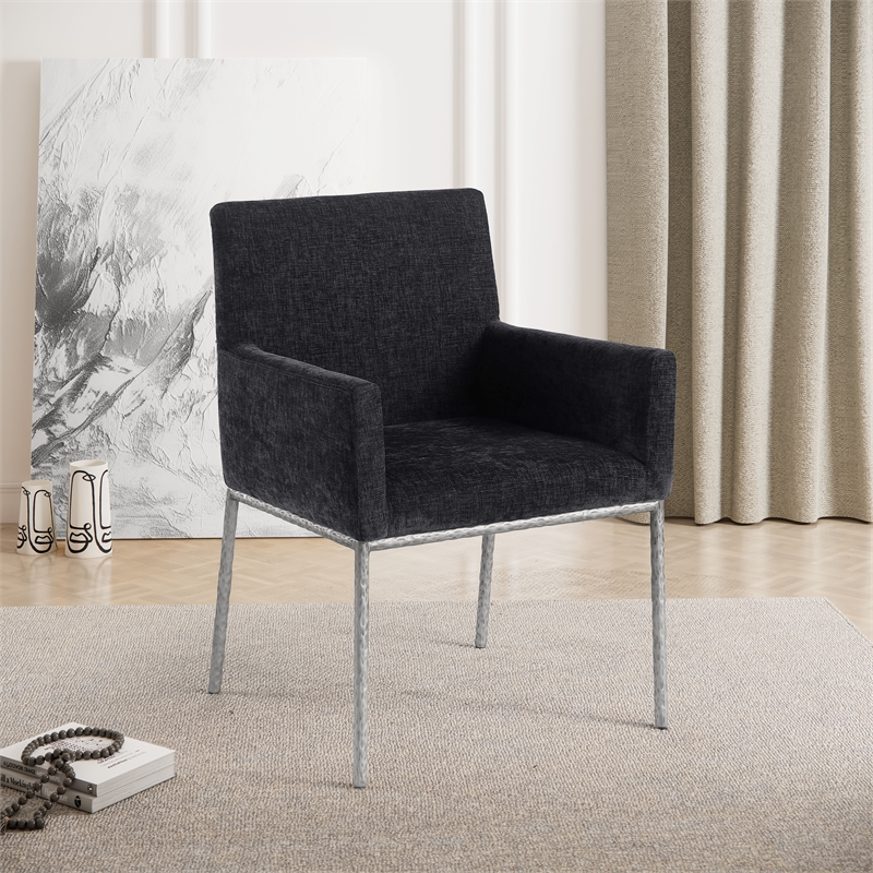Meridian Furniture Reeves Black Chenille Fabric Dining Chair (Set of 2)