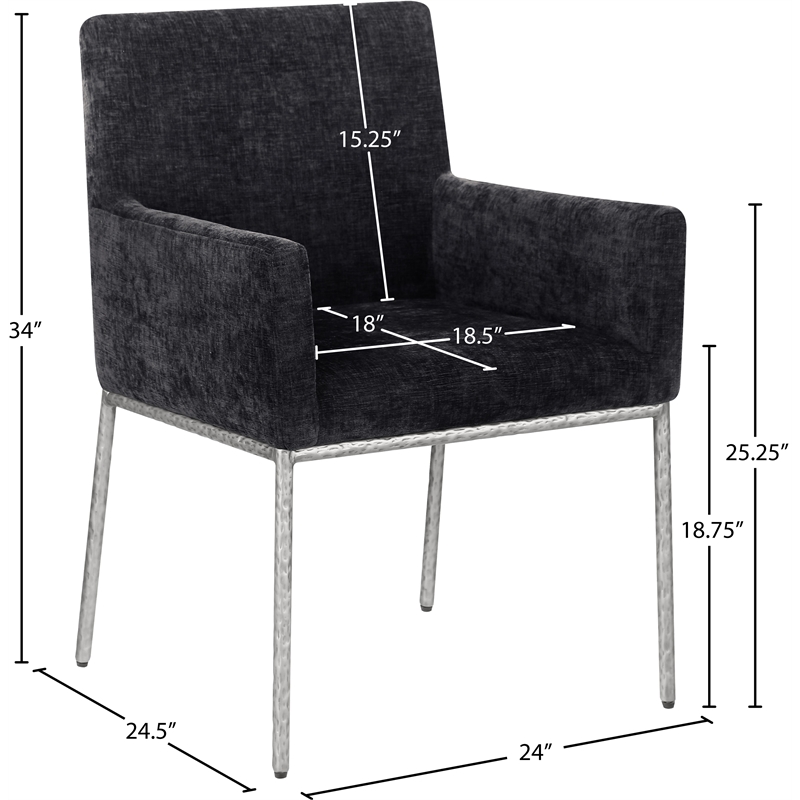 Meridian Furniture Reeves Black Chenille Fabric Dining Chair (Set of 2)